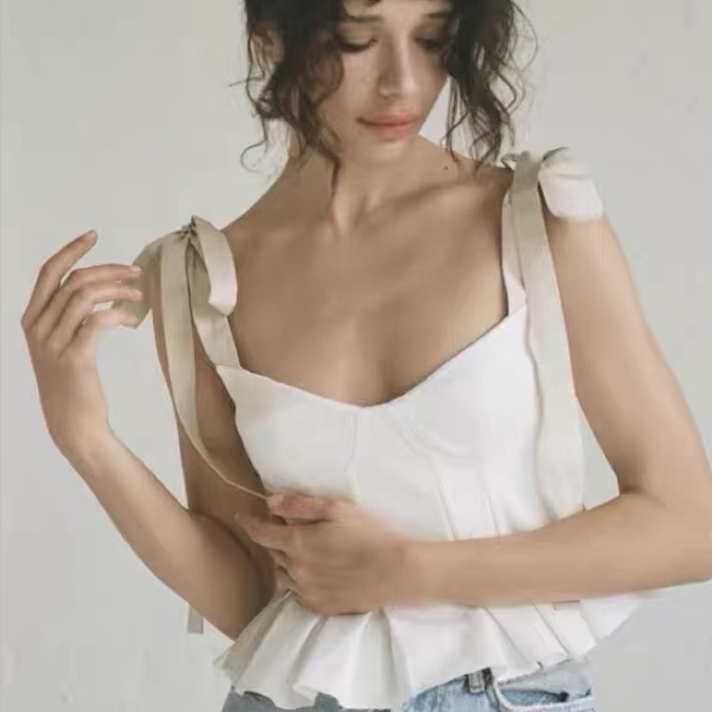 Chic Cream Tie-Strap Blouse